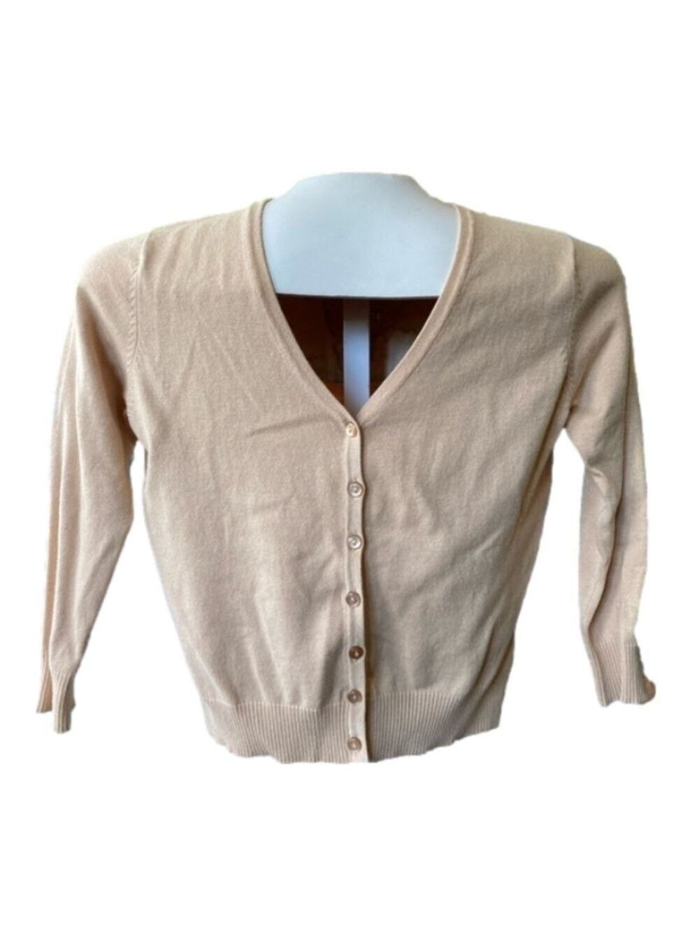 KNIT cardigan for women in nude/ beige by E-zen, size large made in Korea, used